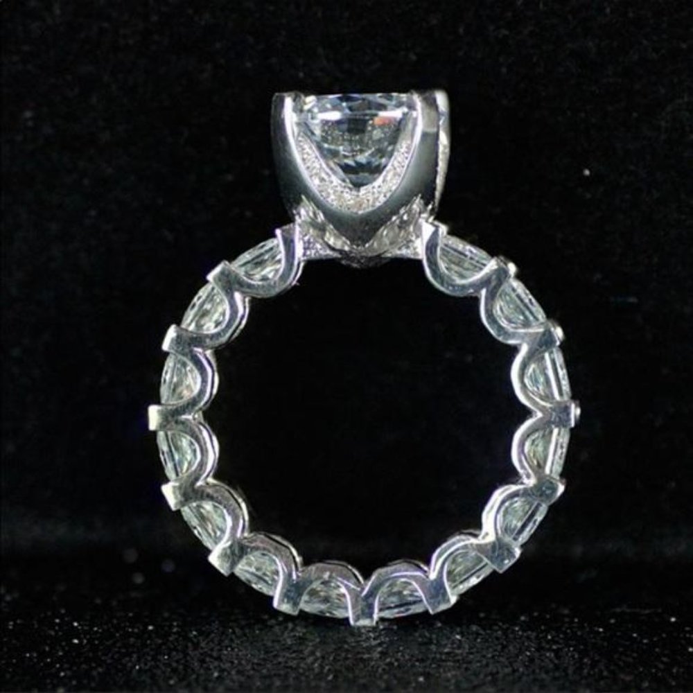 DIAMOND 925 STERLING SILVER ENGAGEMENT RING - Picture 5 of 6